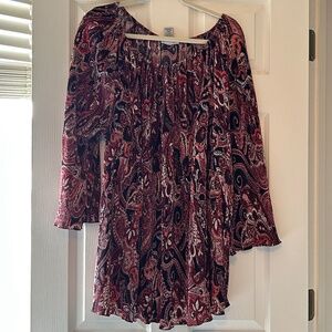 Catherine's 3x Stretch Printed Peasant Blouse
